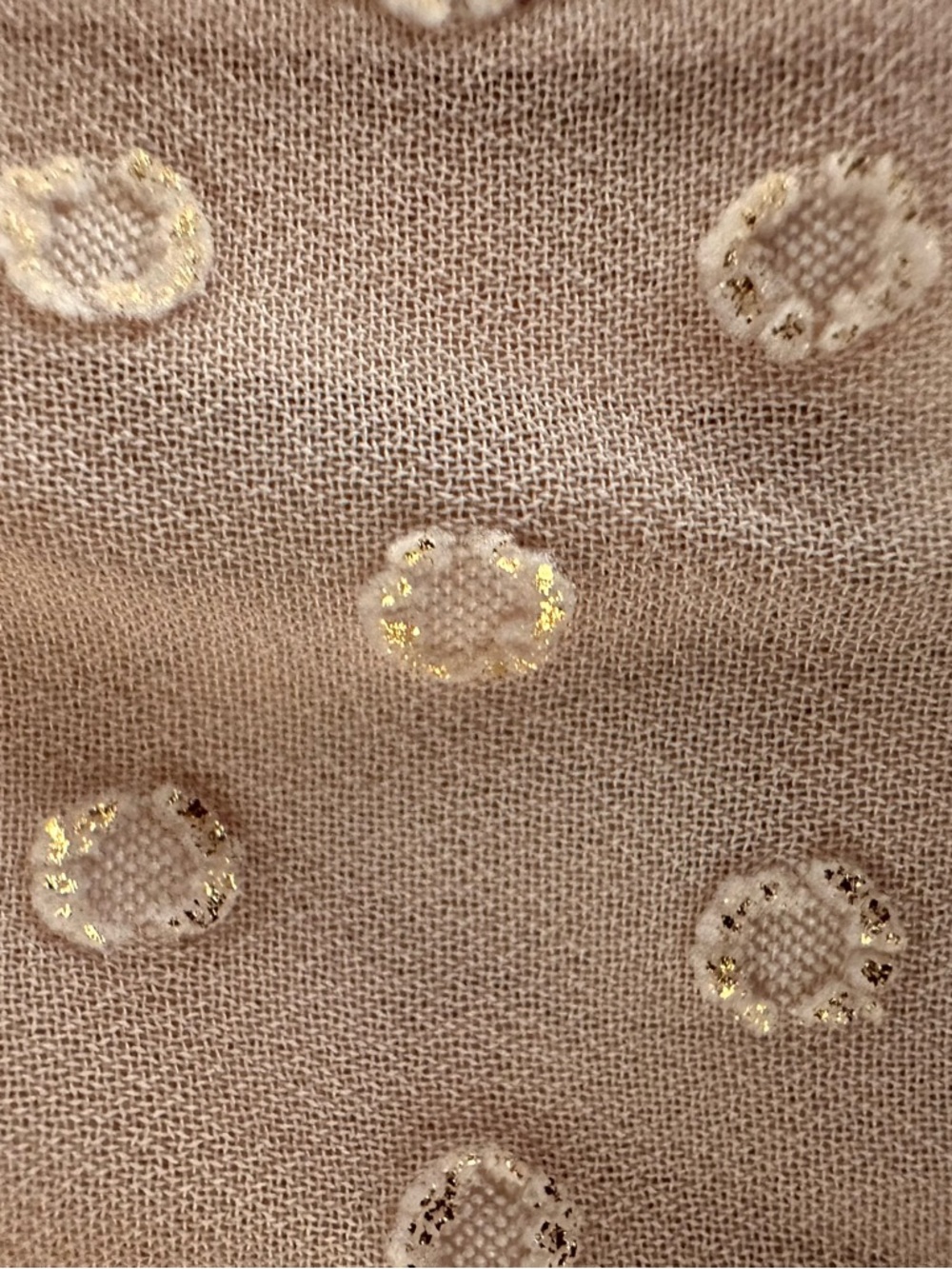 EVER NEW | Peach Blush Gold Metallic Dot Ruffle Coquette Poetcore Blouse Boho - Picture 3 of 10